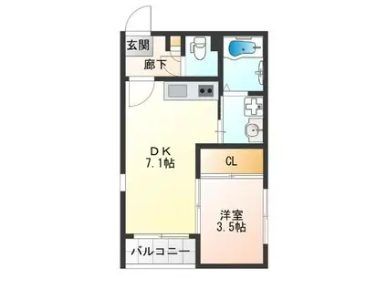 HAQ TERRACE(1DK/1階)の間取り写真