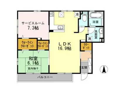 シャトーUMAKAWA(2LDK/1階)の間取り写真