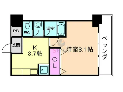 冨士スカイマンション(1K/4階)の間取り写真