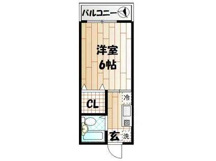コーポエルム(1K/2階)の間取り写真