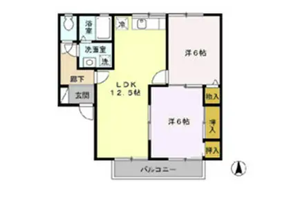 セジュール松泉(2LDK/2階)の間取り写真