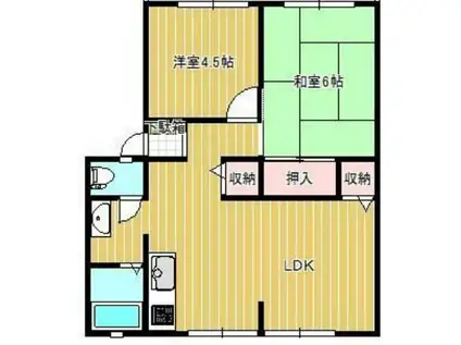 サンライフ三条C棟(2LDK/2階)の間取り写真