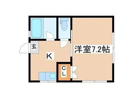 ラレーブ多賀城II(1K/1階)の間取り写真