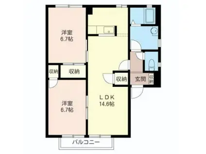 オステンハイム(2LDK/2階)の間取り写真