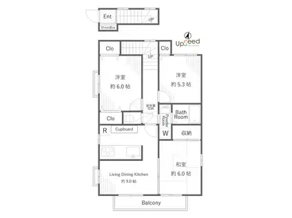 西落合3丁目戸建(3LDK/2階)の間取り写真
