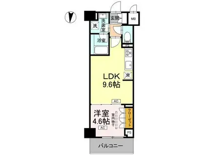ロイジェント潮見(1LDK/2階)の間取り写真