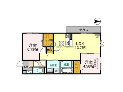 SINFARIA YUZATO C棟 シンファリアユザト(2LDK/1階)の間取り写真