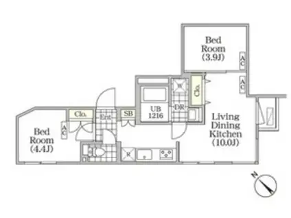 BRICK RESIDENCE 目黒本町 ブリックレジデンス目黒本町(2LDK/4階)の間取り写真