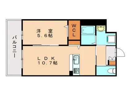 前原北2丁目(1LDK/2階)の間取り写真