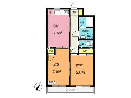 カーサグレース(2DK/3階)の間取り写真