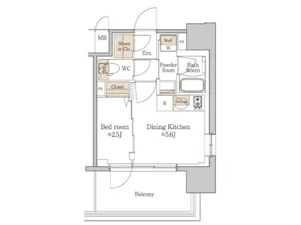 ジオエント梅田北リバーフロント(1DK/9階)の間取り写真