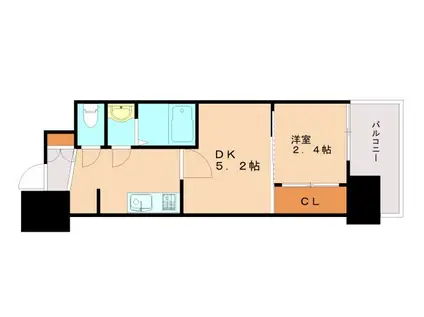 GENOVIA神戸新開地駅前(1DK/7階)の間取り写真