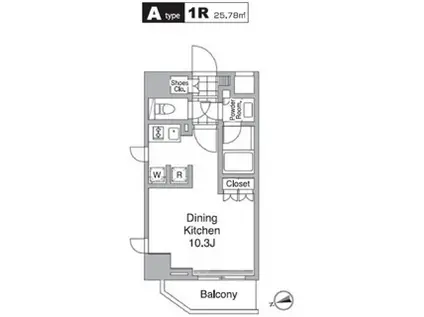 レジディア目黒IV 6階(ワンルーム/6階)の間取り写真