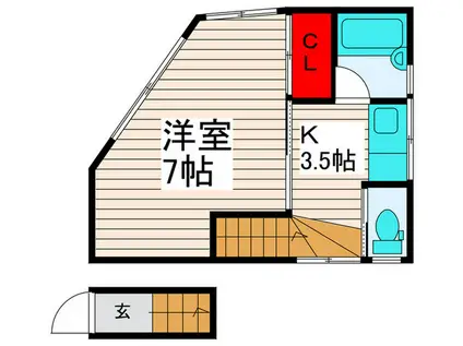 コーポアサカ鹿浜第2(1K/2階)の間取り写真