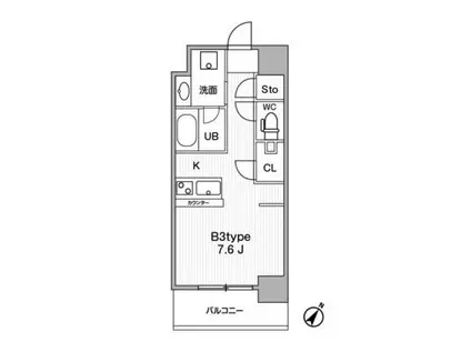 ジェーエムエフレジデンス町田(ワンルーム/7階)の間取り写真