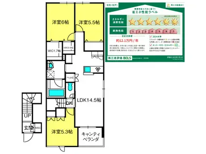 草加市柳島町メゾン(3LDK/2階)の間取り写真