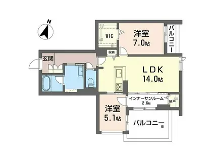  SHAMAISON セルディーナ イースト(2LDK/3階)の間取り写真