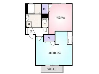 ヴィラ・フローラル A(1LDK/2階)の間取り写真