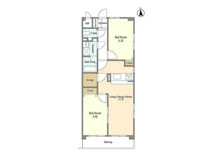 ウッドフィールド久が原(2LDK/2階)の間取り写真