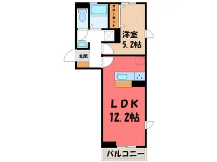 デルソーレ(1LDK/1階)の間取り写真