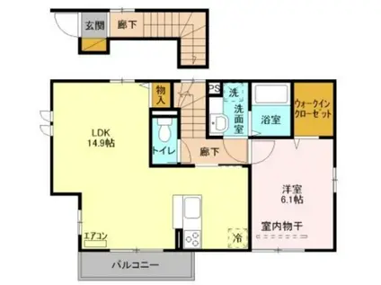 ラウレア(1LDK/2階)の間取り写真