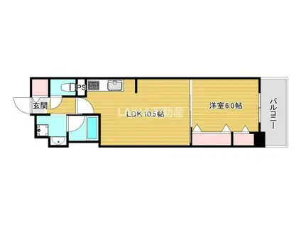 グランセジュール大国町(1LDK/13階)の間取り写真