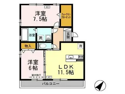 リビングタウン堀川町A棟(2LDK/3階)の間取り写真