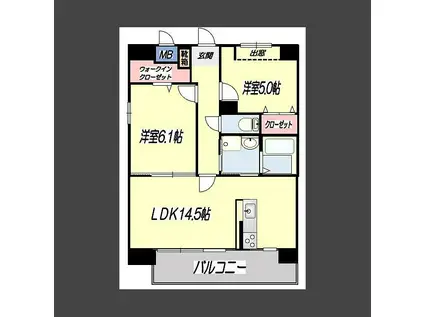 ARIETTA UTO(2LDK/6階)の間取り写真