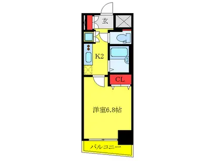 スパシエグラフィカレジデンス(1K/4階)の間取り写真