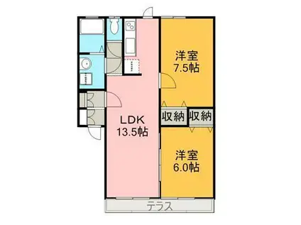 アスティオン(2LDK/1階)の間取り写真