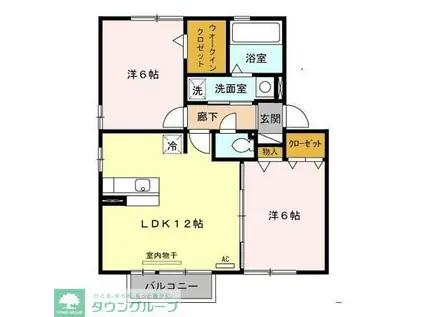 レセンテ八潮D(2LDK/2階)の間取り写真