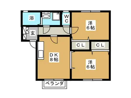 ツインパレスI(2DK/1階)の間取り写真