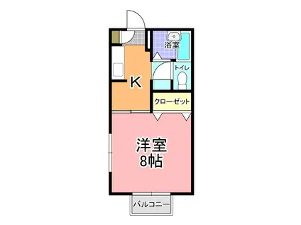 アムール(1K/2階)の間取り写真
