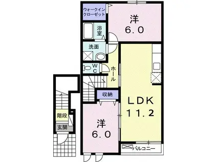 プラシードII(2LDK/2階)の間取り写真