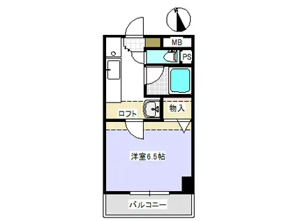 イムーブルF(1K/3階)の間取り写真