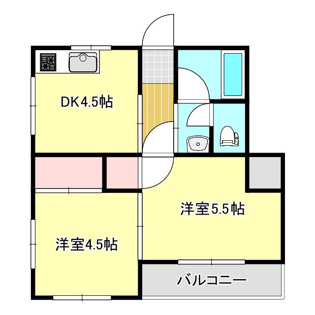 松原マンション(2DK/2階)の間取り写真