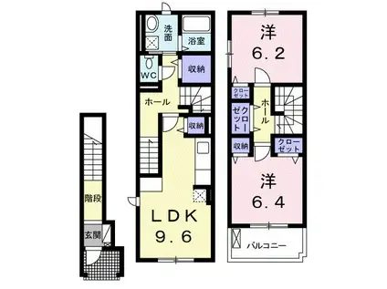 ベル・フルール(2LDK/2階)の間取り写真