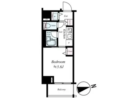 グラントゥルース西日暮里(1K/2階)の間取り写真