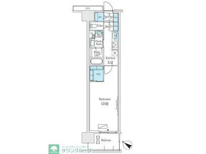 ロイヤルパークス有明(1K/12階)の間取り写真