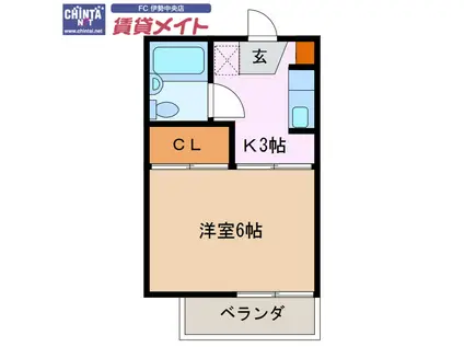 コスモハイツ(1K/2階)の間取り写真