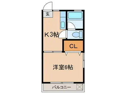 浜田山ハウス(1K/1階)の間取り写真