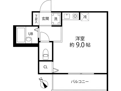 イワサキビルディング(ワンルーム/8階)の間取り写真