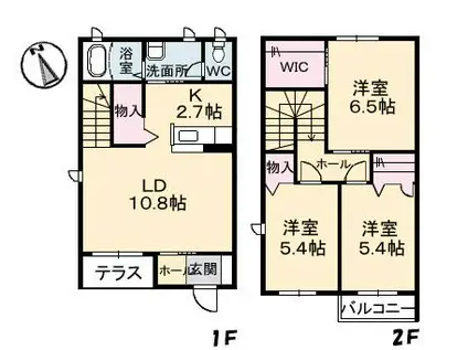 アメニティハイツ湖山(3LDK/1階)の間取り写真