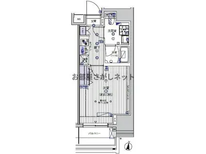 ヴァレッシア上野ノース CITYII学生・社会人(1K/8階)の間取り写真
