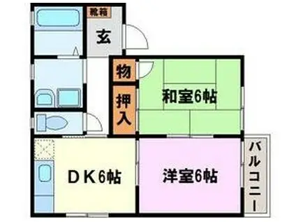 ピッコロボスコ(2DK/2階)の間取り写真