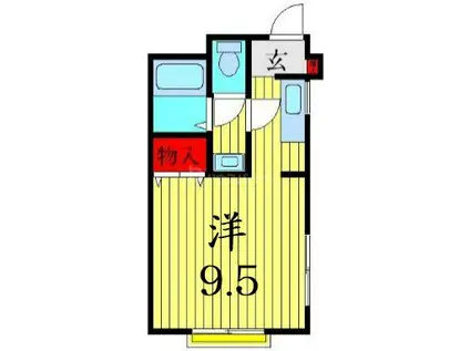 グリンヒル山崎(ワンルーム/2階)の間取り写真