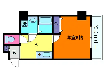 ラムール六甲山ノ手(1K/2階)の間取り写真