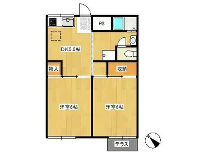 スカイコーポI(2DK/1階)の間取り写真