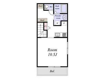 Kパラッツォ垂水泉が丘(1K/2階)の間取り写真