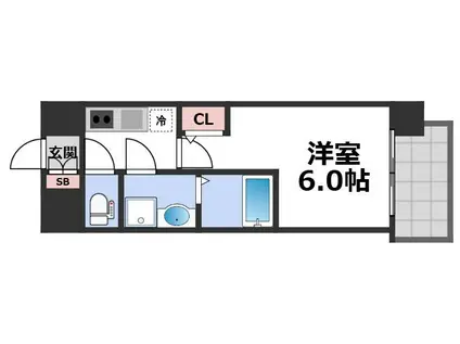 エスリード大阪城イースト(1K/13階)の間取り写真